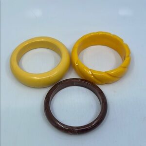 Vintage Set of 3 1980s Bangles Plastic One Made in Austria Read